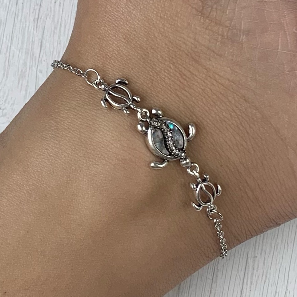 Turtle Silver Anklet